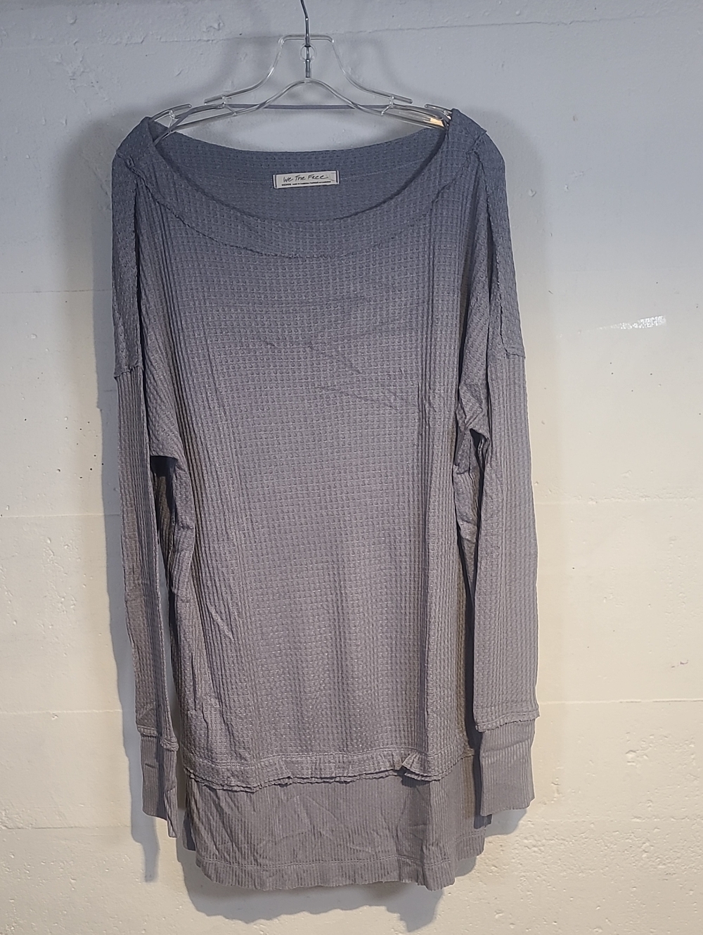 We The Free Gray Waffle-Knit Long Sleeve Tunic
